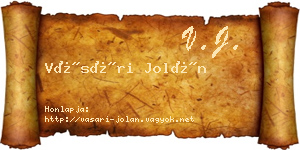 Vásári Jolán névjegykártya